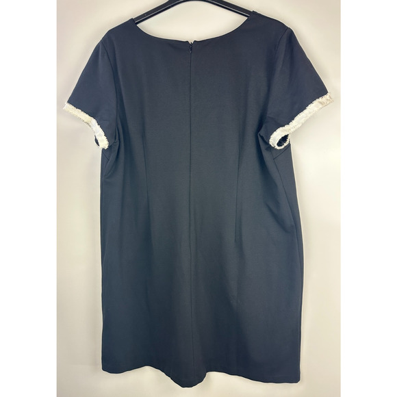 Talbots Ponte Shift Dress Fringe Pockets Black White Stretch Lined Plus Size 22W - Picture 8 of 11